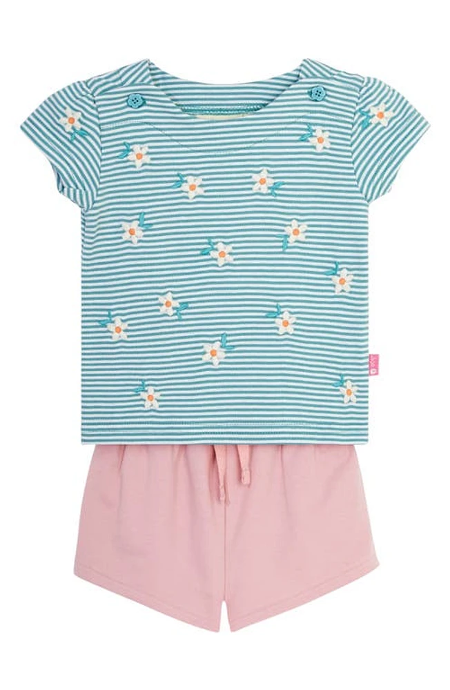 JOJO MAMAN BEBE Daisy Embroidered T-Shirt & Shorts Set Duck Egg at Nordstrom,