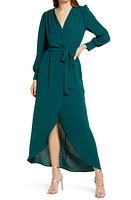 Fraiche by J Wrap Front Long Sleeve Dress at Nordstrom,