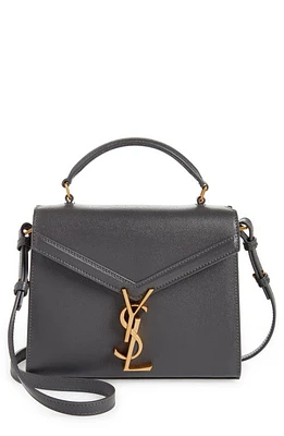 Saint Laurent Mini Cassandra Leather Top Handle Bag in 1112 Storm at Nordstrom