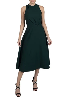 Julia Jordan High Neck Fit & Flare Midi Dress Hunter at Nordstrom,