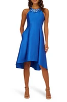 Adrianna Papell Beaded Neck Mikado Midi Fit & Flare Dress at Nordstrom,