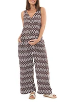 Ripe Maternity Grace Sleeveless Jumpsuit Chocolate /White at Nordstrom,