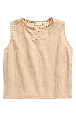 King + Lola Kids' Cotton & Linen Notch Neck Tank Wheat at Nordstrom,