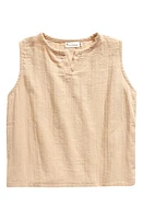 King + Lola Kids' Cotton & Linen Notch Neck Tank Wheat at Nordstrom,