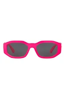 Versace Biggie 53mm Round Sunglasses in Fuchsia Fluo/Grey at Nordstrom