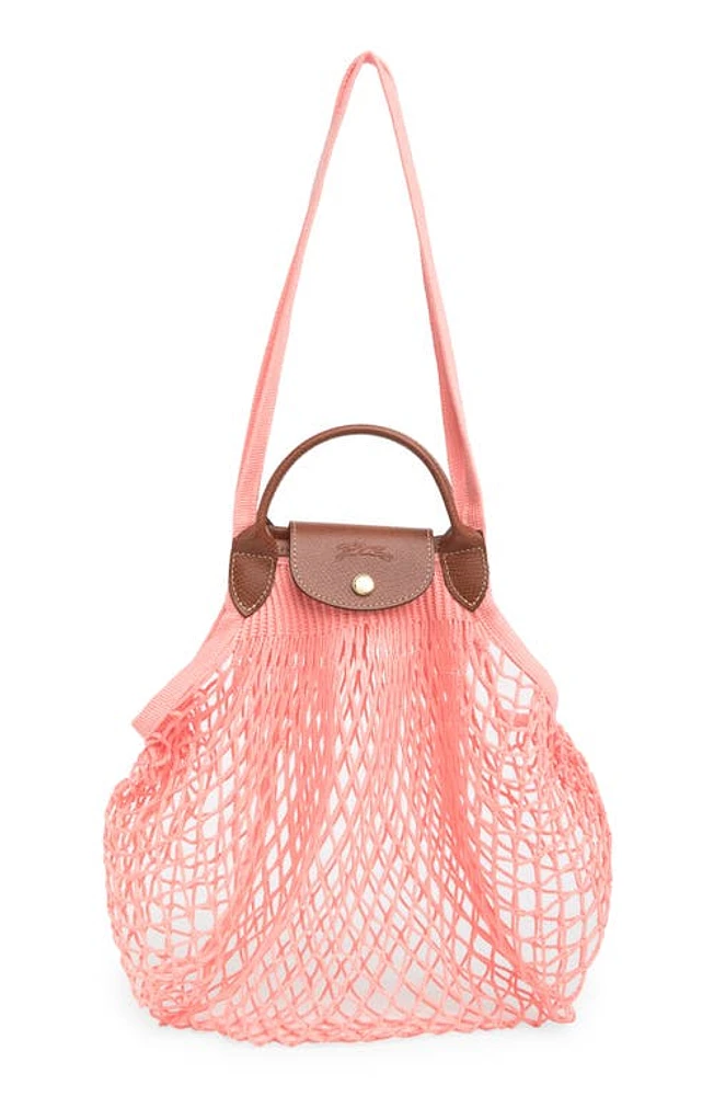 Longchamp Le Pliage Filet Knit Shoulder Bag in Blush at Nordstrom