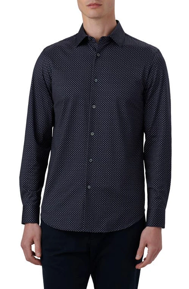 Bugatchi James OoohCotton Geometric Print Button-Up Shirt Midnight at Nordstrom,