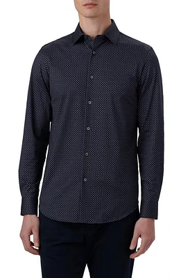 Bugatchi James OoohCotton Geometric Print Button-Up Shirt Midnight at Nordstrom,