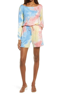 Fraiche by J Tie Dye Long Sleeve Romper at Nordstrom,