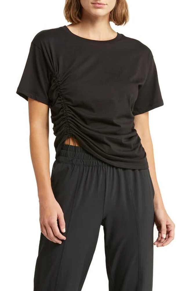 zella Adjustable Ruched Pima Cotton T-Shirt at Nordstrom,