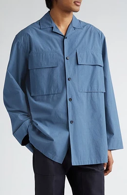 Jil Sander Oversize Cotton Button-Up Shirt in French Blue at Nordstrom, Size 40 Us