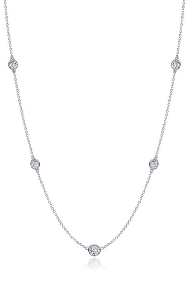 Lafonn Classic Simulated Diamond Station Necklace in White at Nordstrom, Size 20