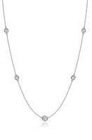 Lafonn Classic Simulated Diamond Station Necklace in White at Nordstrom, Size 20