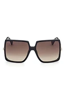 Max Mara 58mm Gradient Square Sunglasses in Shiny Black /Gradient Brown at Nordstrom