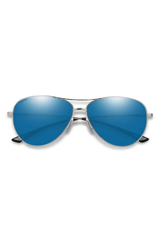 Smith Langley 60mm ChromaPop Polarized Aviator Sunglasses in Silver /Blue Mirror at Nordstrom