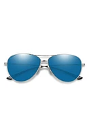 Smith Langley 60mm ChromaPop Polarized Aviator Sunglasses in Silver /Blue Mirror at Nordstrom