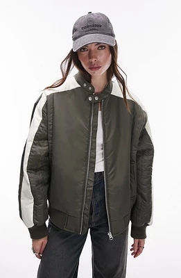 Topshop Bomber Jacket Mid Green at Nordstrom,