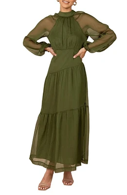 Petal & Pup Julip Long Sleeve Tiered Maxi Dress Olive at Nordstrom,