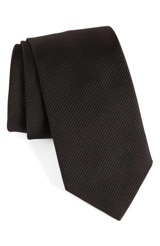 David Donahue Stripe Silk Tie in Black at Nordstrom