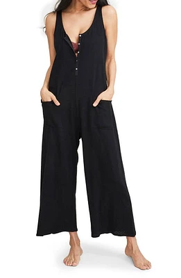 HATCH The Cotton Maternity Nursing Friendly Jumpsuit Black at Nordstrom,