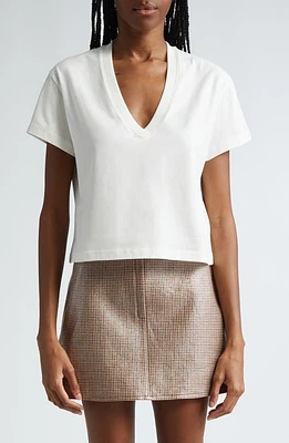 Courrèges Deep V-Neck Crop Cotton T-Shirt at Nordstrom,