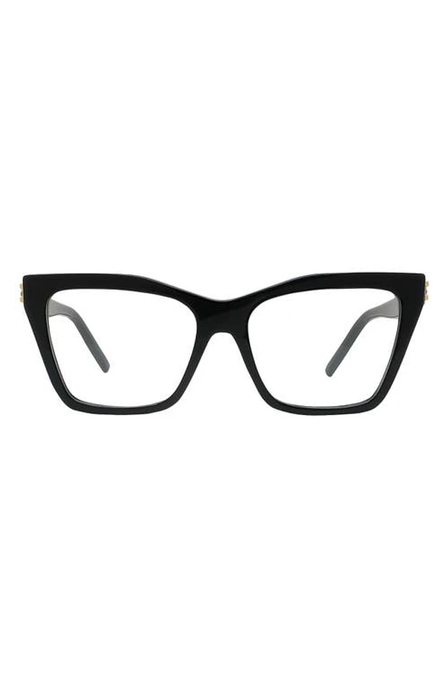 Givenchy Plumeties 55mm Rectangular Optical Glasses in Shiny Black at Nordstrom