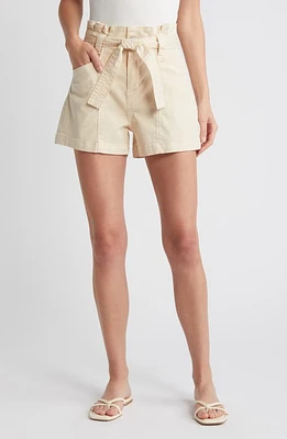 PAIGE Anessa Trapunto Belted Paperbag Waist Shorts Blonde Sand at Nordstrom,