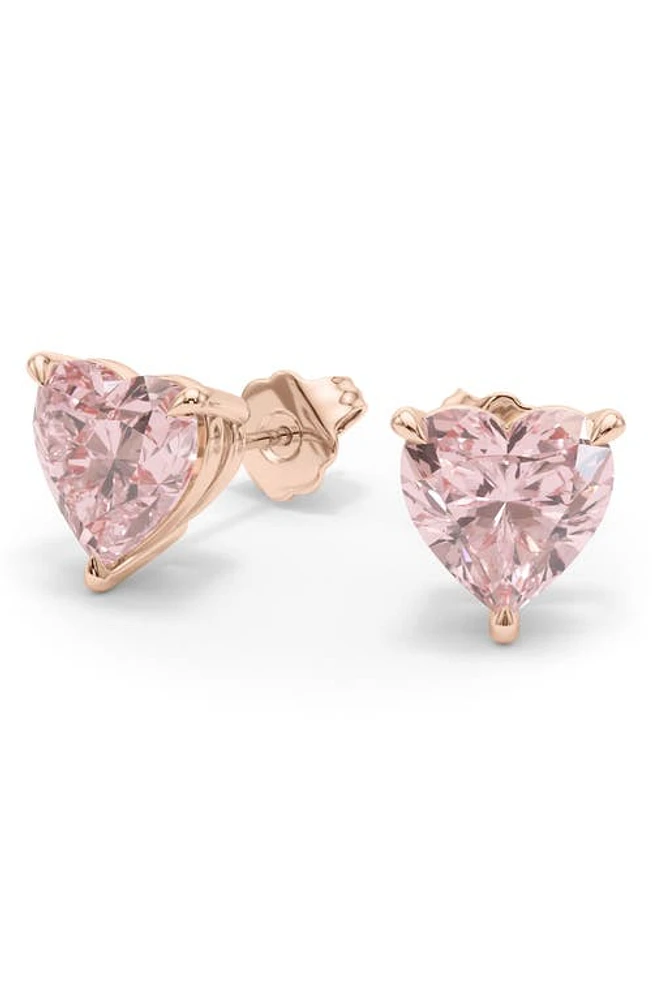 HauteCarat Pink Lab Created Diamond Stud Earrings in 18K Rose Gold at Nordstrom, Size One Size Oz