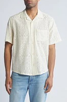 Corridor Alhambra Cotton Blend Lace Camp Shirt Natural at Nordstrom,