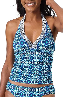 Tommy Bahama Island Cays Ikat Reversible Tankini Top Beaming Blue Rev at Nordstrom,