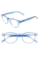 eyebobs Clearly 47mm Round Reading Glasses in Blue Crystal at Nordstrom, Size +2.75