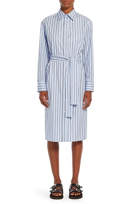 Weekend Max Mara Edipo Stripe Tie Waist Long Sleeve Shirtdress Light Blue at Nordstrom,