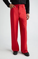 Séfr Jiro Wide Leg Twill Trousers Red Wool at Nordstrom,