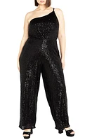 City Chic Savanna Sequin One-Shoulder Jumpsuit at