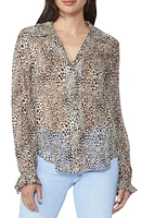 PAIGE Ellyn Sheer Silk Blouse Taupe Multi at Nordstrom,