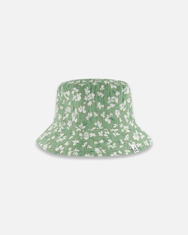 Deux Par Deux Baby Girl's Muslin Bucket Hat Green Jasmine Flower Print at Nordstrom