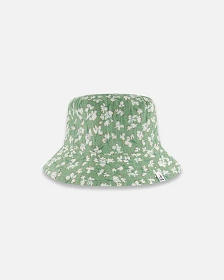 Deux Par Deux Baby Girl's Muslin Bucket Hat Green Jasmine Flower Print at Nordstrom