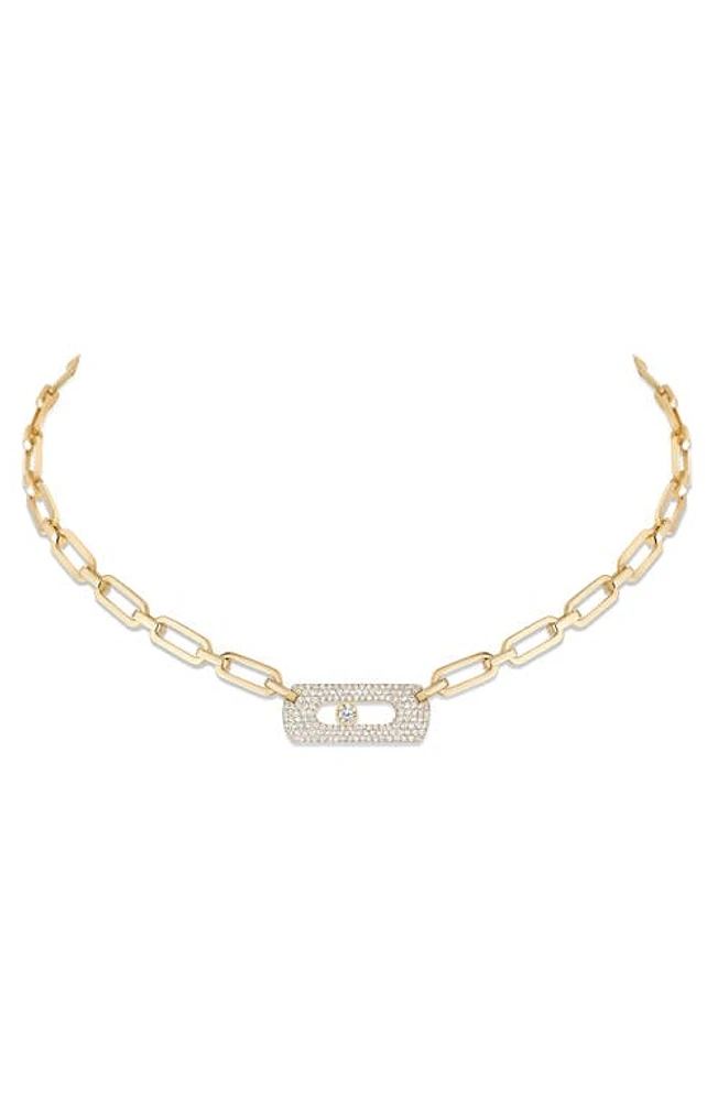 Messika My Move Paperclip Pavé Diamond Pendant Necklace in Yellow Gold at Nordstrom