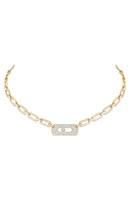 Messika My Move Paperclip Pavé Diamond Pendant Necklace in Yellow Gold at Nordstrom