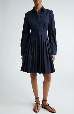 Michael Kors Long Sleeve Stretch Cotton Shirtdress Midnight at Nordstrom,