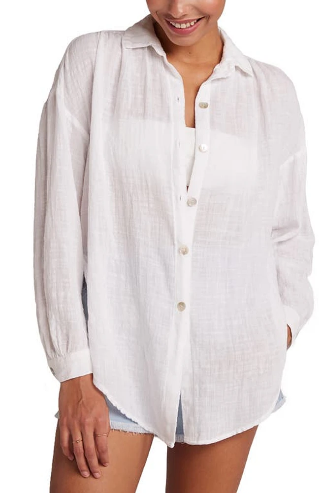 Bella Dahl Flowy Cotton Blend Button-Up Shirt White at Nordstrom,