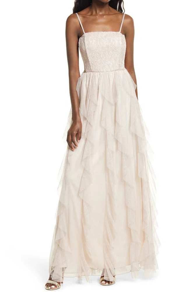 Speechless Lace Glitter Tulle Dress Champagne at Nordstrom,