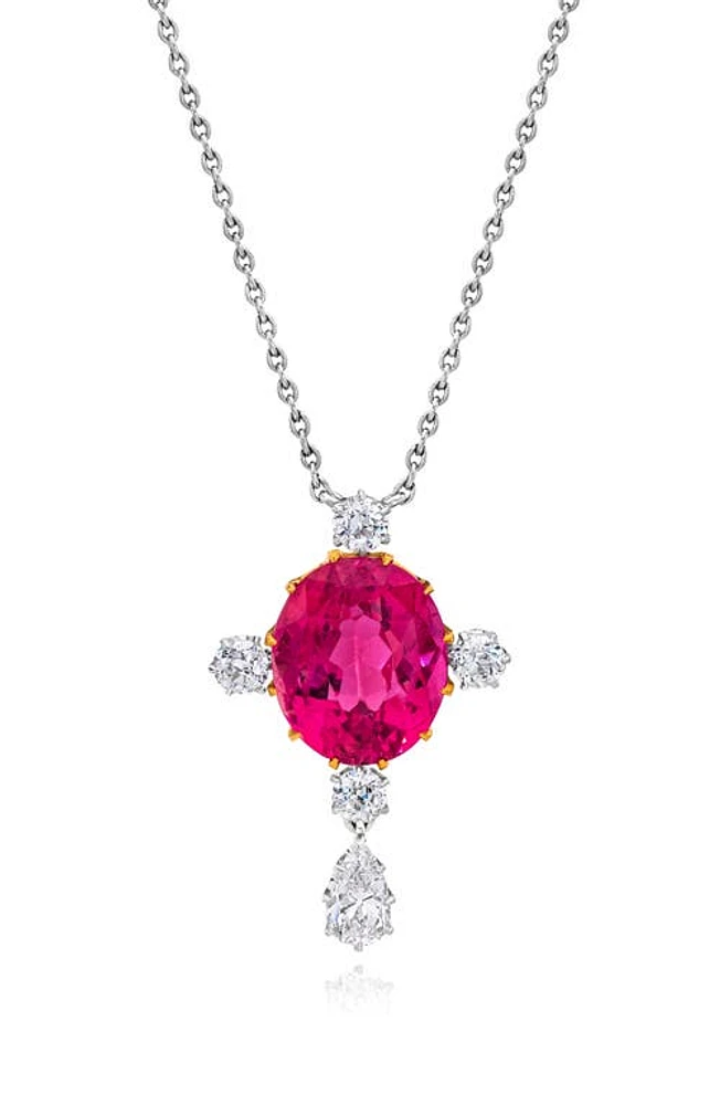 Mindi Mond Pink Tourmaline & Diamond Necklace in Pnk Tour/18K Yg/Plat at Nordstrom