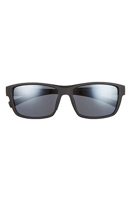 Hurley Beach Days 58mm Polarized Rectangular Sunglasses in Rubberized Black/Smoke Base at Nordstrom