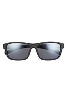 Hurley Beach Days 58mm Polarized Rectangular Sunglasses in Rubberized Black/Smoke Base at Nordstrom