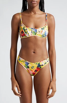 Zimmermann Alight Corset Two-Piece Swimsuit in Yellow Floral at Nordstrom, Size 4