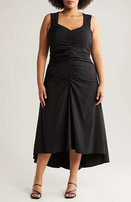 Chelsea28 Ruched High-Low Maxi Dress Black at Nordstrom,