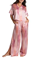 Midnight Bakery Ombre Lane Stripe Short Sleeve Satin Pajamas Pink at Nordstrom,