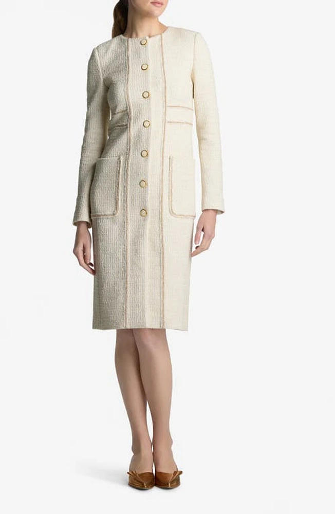 St. John Collection Chain Trim Longline Jacket Ecru at Nordstrom,