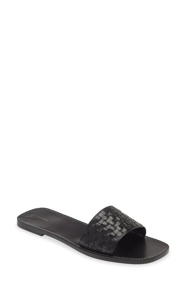 The Row Woven Leather Slide Sandal Black at Nordstrom,